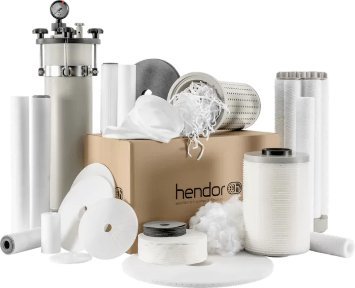 Medios filtrantes de Hendor: bolsas filtrantes, cartuchos filtrantes, discos filtrantes y fibras