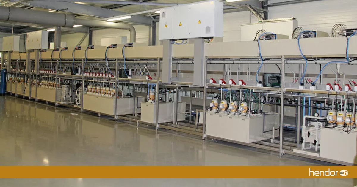 Reel-to-reel plating line with Hendor vertical pumps